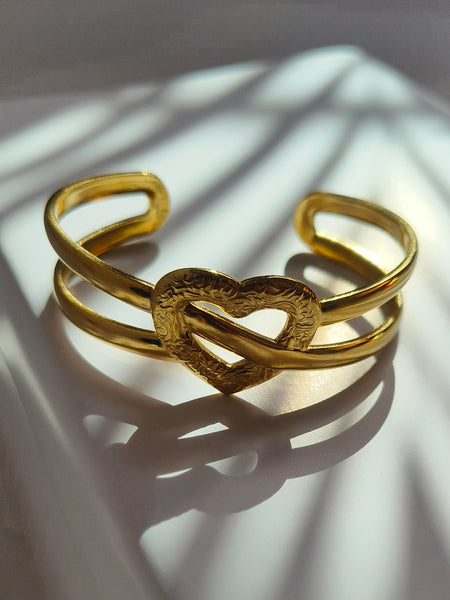 Golden Heart Cuff Bracelet from Shaye India , Jewellery for women
