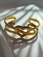 Golden Heart Cuff Bracelet from Shaye India , Jewellery for women