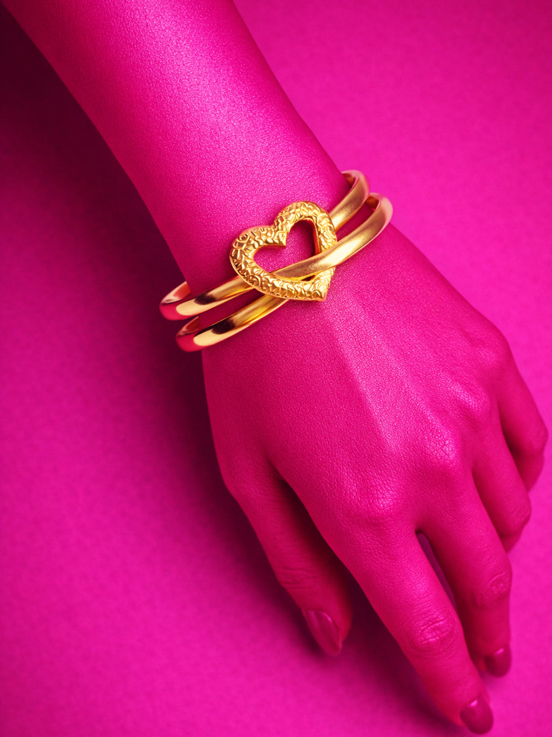 Golden Heart Cuff Bracelet from Shaye India , Jewellery for women