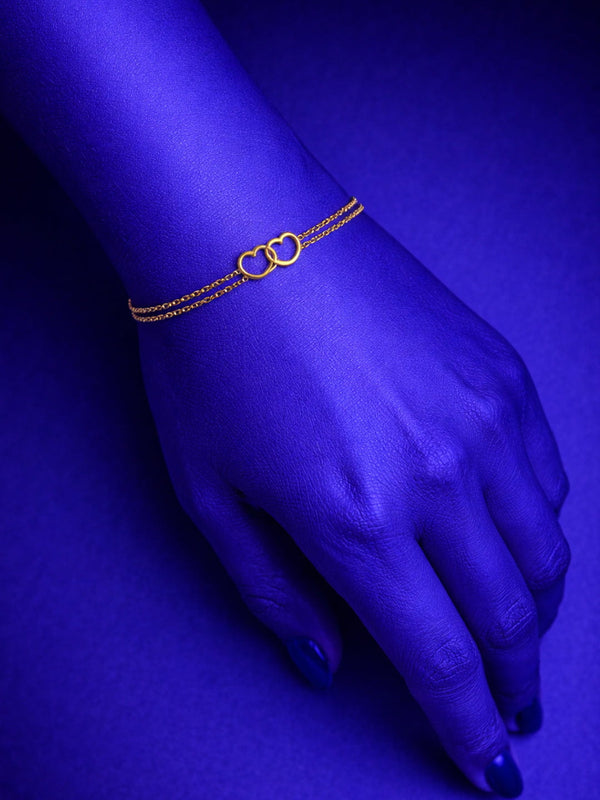 Twin Heart Dainty Gold Bracelet from Shaye India , Jewellery for women