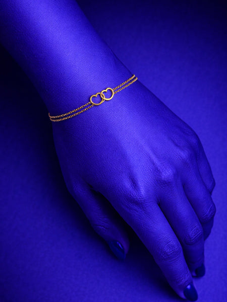 Twin Heart Dainty Gold Bracelet from Shaye India , Jewellery for women