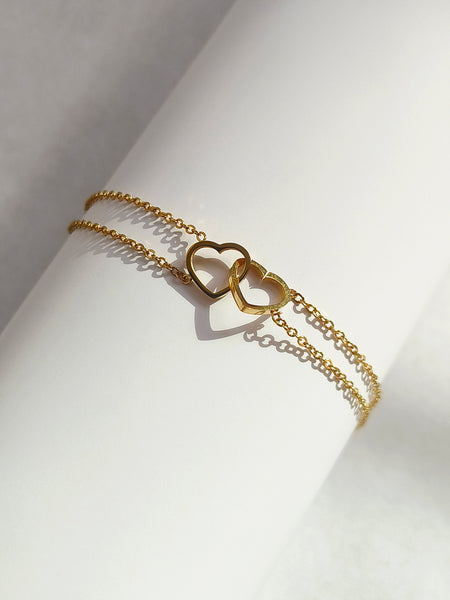 Twin Heart Dainty Gold Bracelet from Shaye India , Jewellery for women