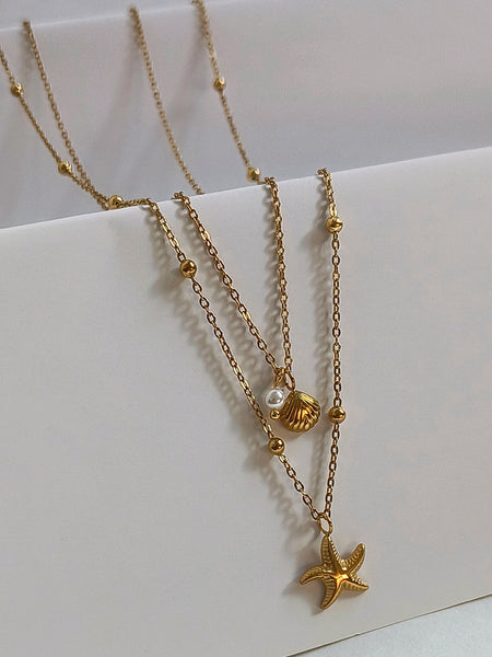 Seaside Charm Gold Double Layer Necklace from Shaye India , Jewellery for women