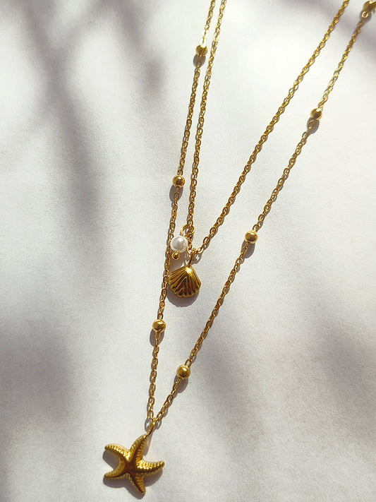 Seaside Charm Gold Double Layer Necklace from Shaye India , Jewellery for women