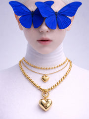 Golden Statement Heart Layer Necklace from Shaye India , Jewellery for women