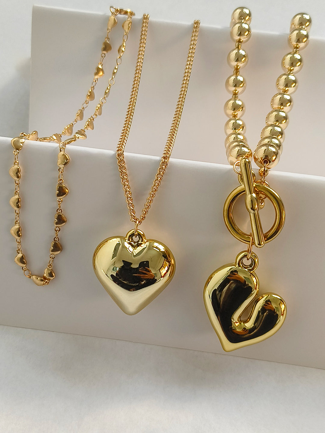 Golden Statement Heart Layer Necklace from Shaye India , Jewellery for women