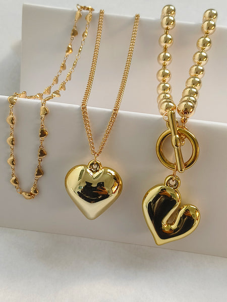 Golden Statement Heart Layer Necklace from Shaye India , Jewellery for women