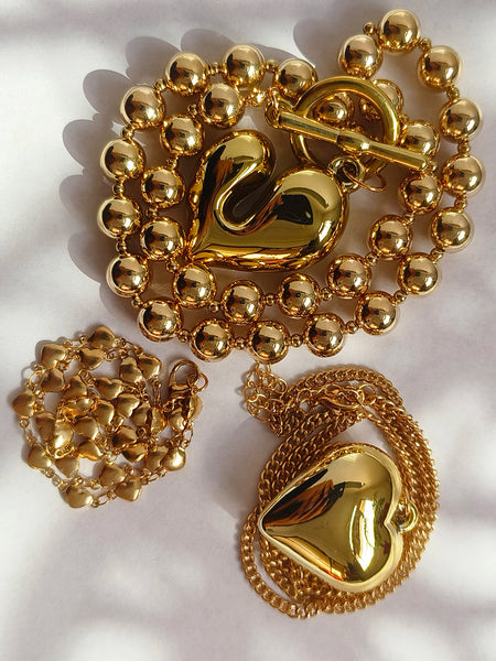 Golden Statement Heart Layer Necklace from Shaye India , Jewellery for women