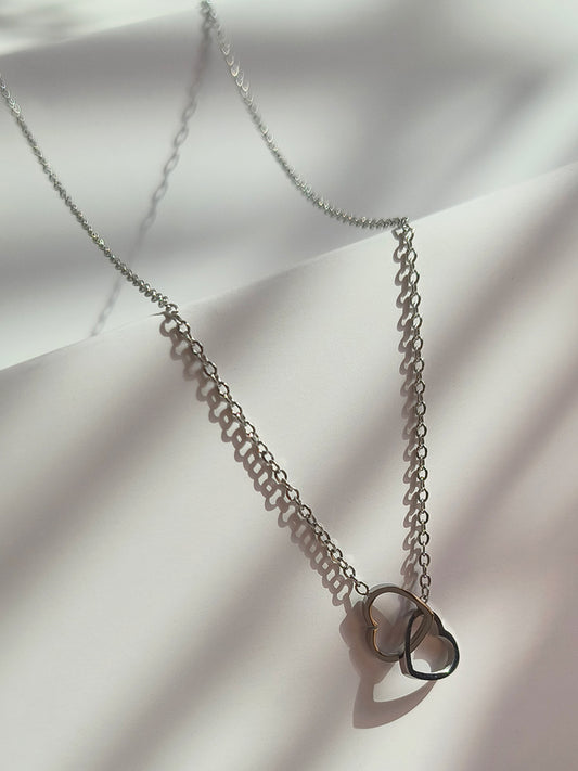Ditsy Duo Heart Silver Necklace from Shaye India , Jewellery for women