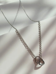 Ditsy Duo Heart Silver Necklace from Shaye India , Jewellery for women