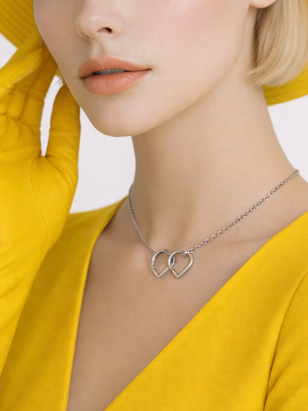 Ditsy Duo Heart Silver Necklace from Shaye India , Jewellery for women