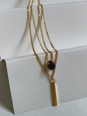 Black Stone Layered Necklace