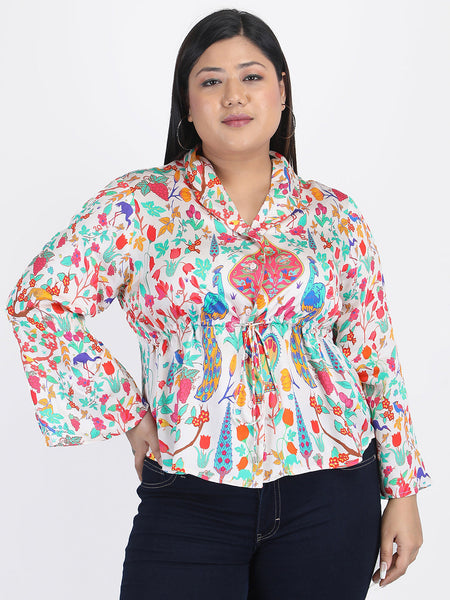 Peacock Cinched Shirt Jacket from Shaye , Shirt for women