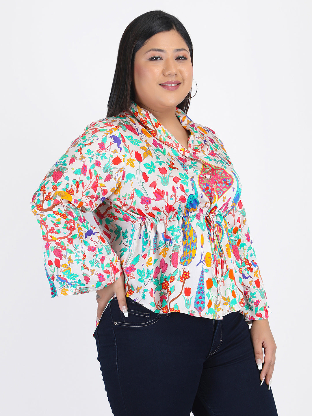 Peacock Cinched Shirt Jacket from Shaye , Shirt for women