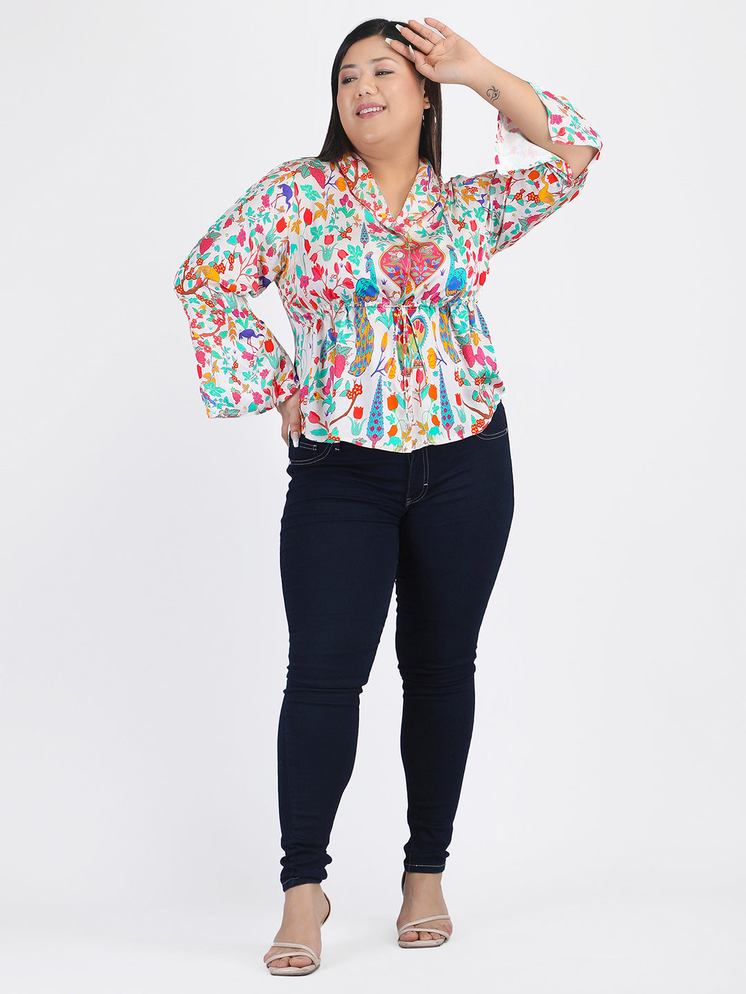 Peacock Cinched Shirt Jacket from Shaye , Shirt for women