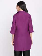 Purple Floral Gold Zari Embroidered Kurti from Shaye India , Kurti for women