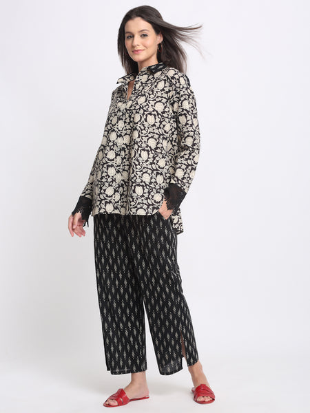 Shaye black coord set cotton floral for women model view