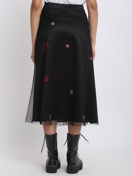 Shaye black skirt satin chic for women back view