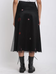 Shaye black skirt satin chic for women back view