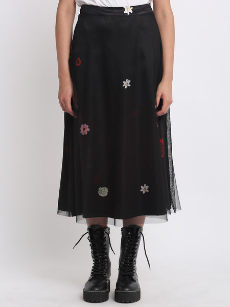 Shaye black skirt satin chic for women front view