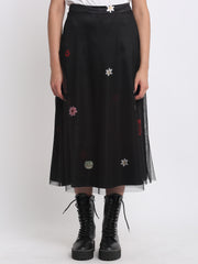 Shaye black skirt satin chic for women front view