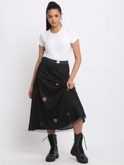 Shaye black skirt satin chic for women styled view
