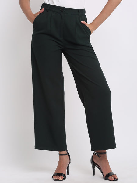 Shaye green pants cotton belt for women front view