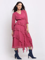 Shaye mauve dress crepe for women model view