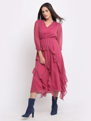 Shaye mauve dress crepe for women side view