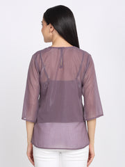 Shaye mauve top chiffon embroidered for women back view