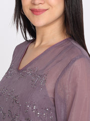 Shaye mauve top chiffon embroidered for women side view