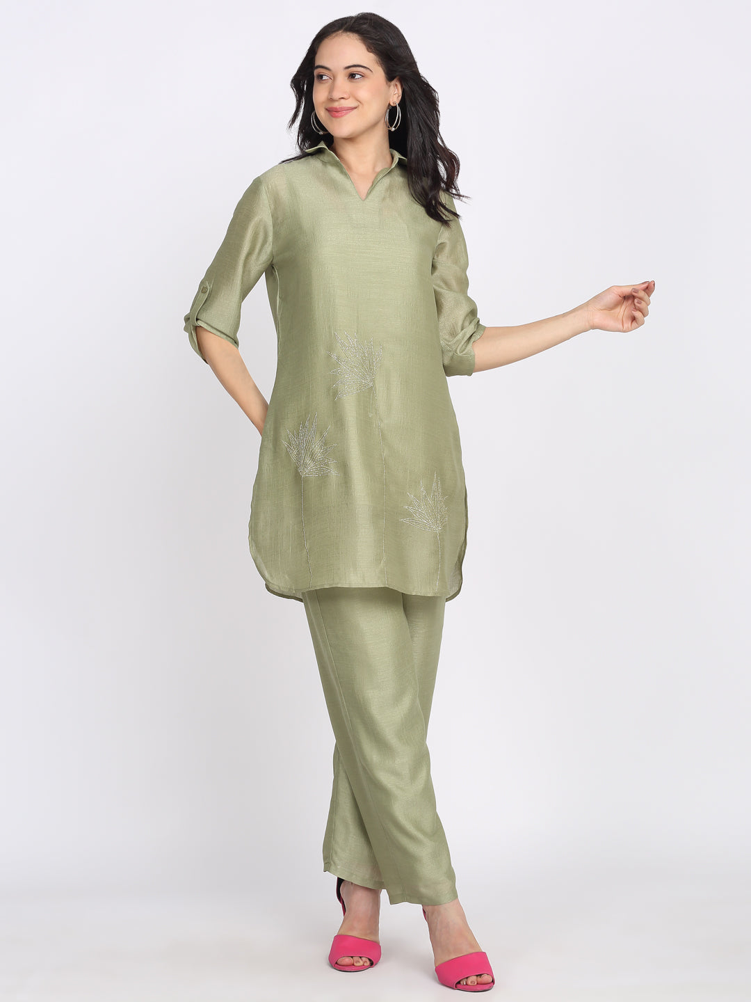 Green Gold Floral Embroidered Kurti from Shaye India , Kurti for women