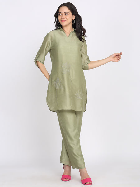 Green Gold Floral Embroidered Kurti from Shaye India , Kurti for women
