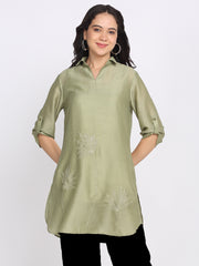 Green Gold Floral Embroidered Kurti from Shaye India , Kurti for women