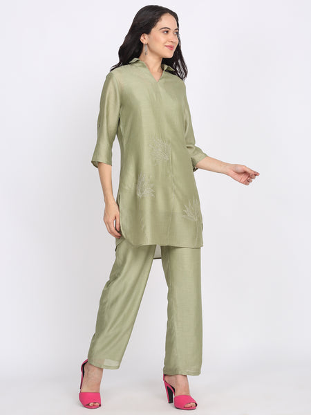 Green Gold Floral Embroidered Kurti from Shaye India , Kurti for women