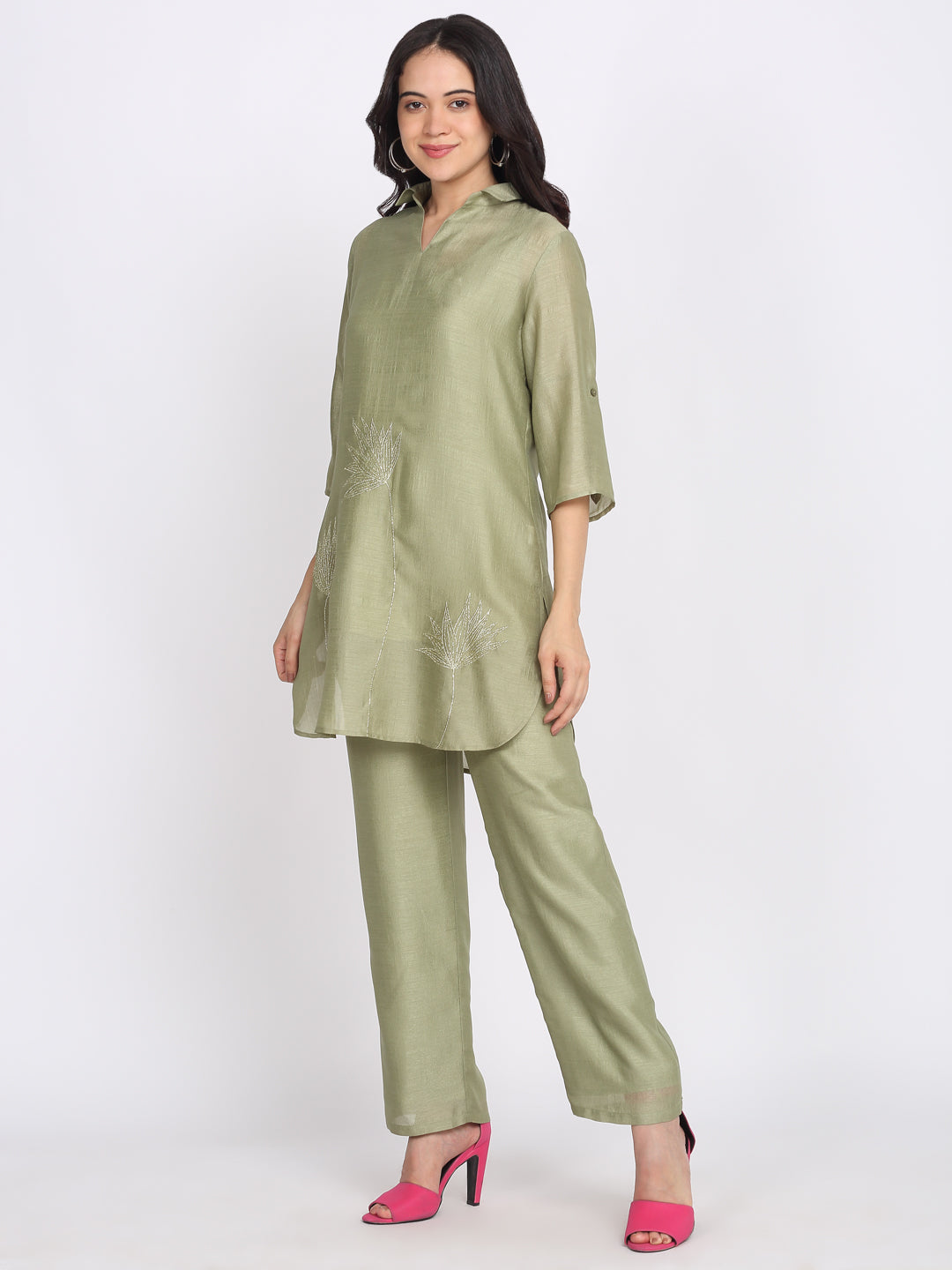 Green Gold Floral Embroidered Kurti from Shaye India , Kurti for women