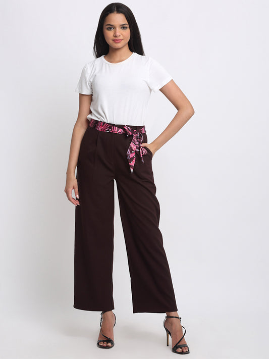 Shaye wine pants jacquard straight for women front view
