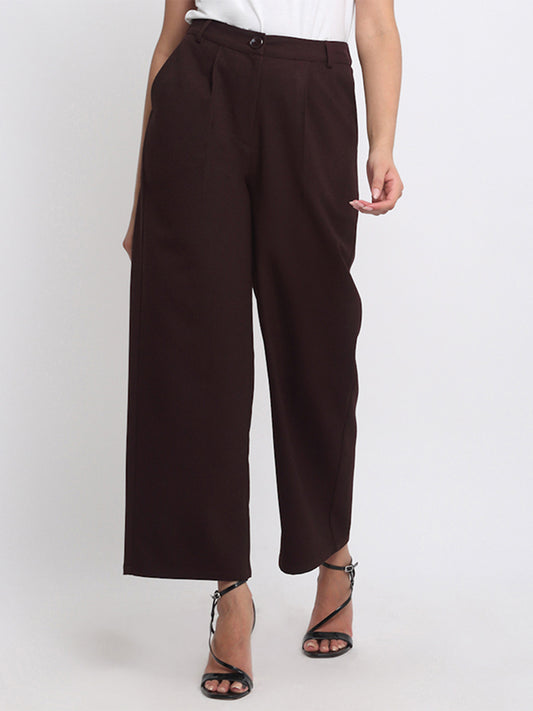 Shaye wine pants jacquard straight for women model view