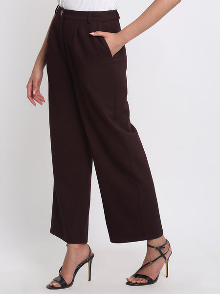 Shaye wine pants jacquard straight for women styled view