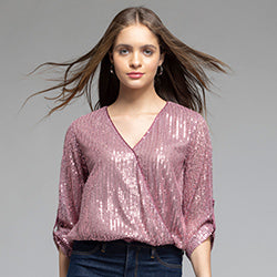 V-Neck Pink Party Top For Women