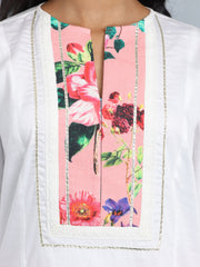 White Cotton Embroidered A line Kurta Set with Dupatta from Shaye , Kurta Set for women