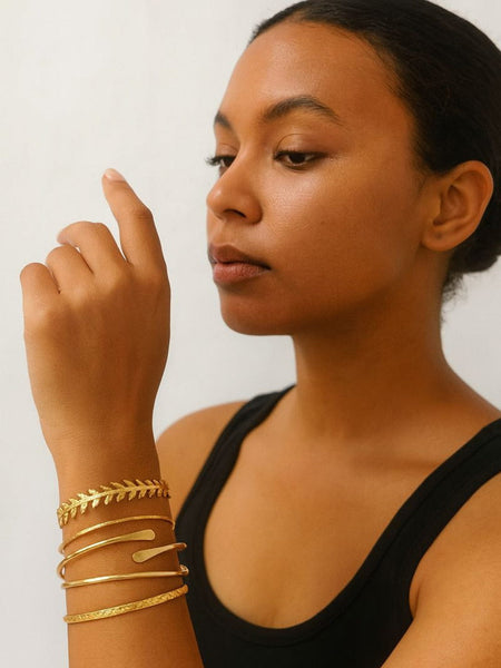 Shimmer Gold Stack Bracelet Set from Shaye India , Jewellery for women