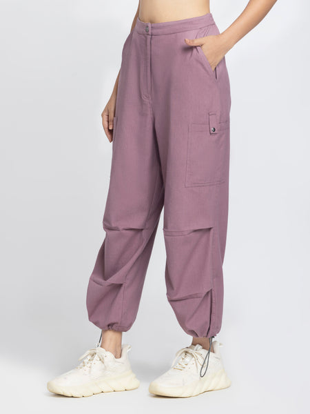 Side profile of Capri Pants showing relaxed fit cargo pockets and elasticated trouser with high-rise waist