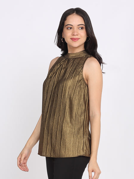 Shaye golden top knit tie for women side view