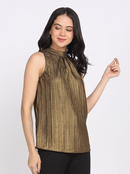 Shaye golden top knit tie for women styled view
