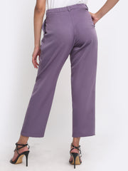 Shaye Edwina Pants purple high rise women's trouser back view tapered fit poly lycra fabric pockets