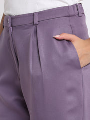 Edwina Pants by Shaye purple trouser pocket detail poly lycra high rise women's workwear pants