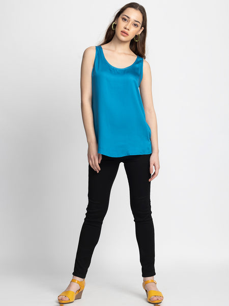 Blue Keyhole Tank Top from Shaye , Top for women