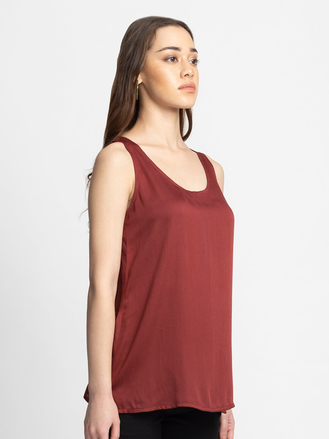 Maroon Keyhole Tank Top from Shaye , Top for women
