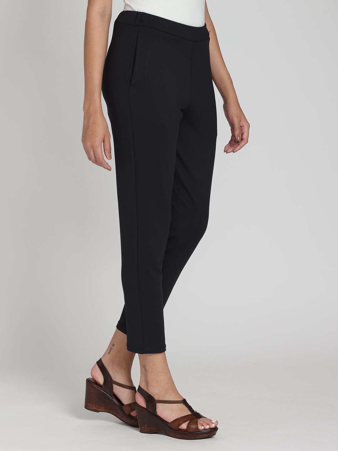 Ladies Black Flat Front Stretchable Waist Waitress Uniform Pants 4 6 8 10  12 14 | eBay